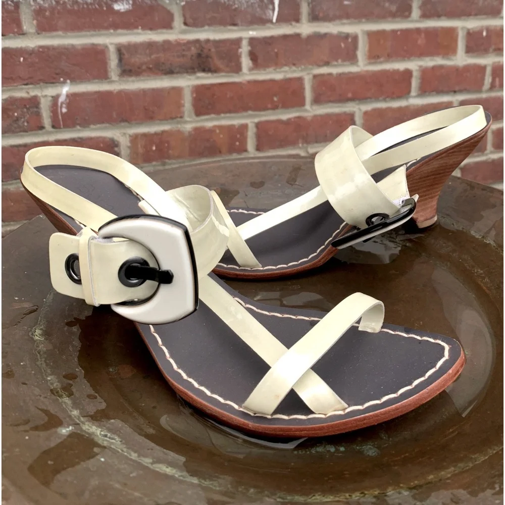 Bernardo White Leather Wedge Sandals by Vero Cuoio Sz. 12M - Picture 1 of 15